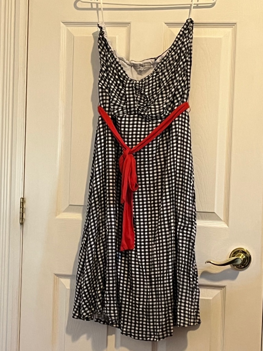 Black and White checkered strapless dress